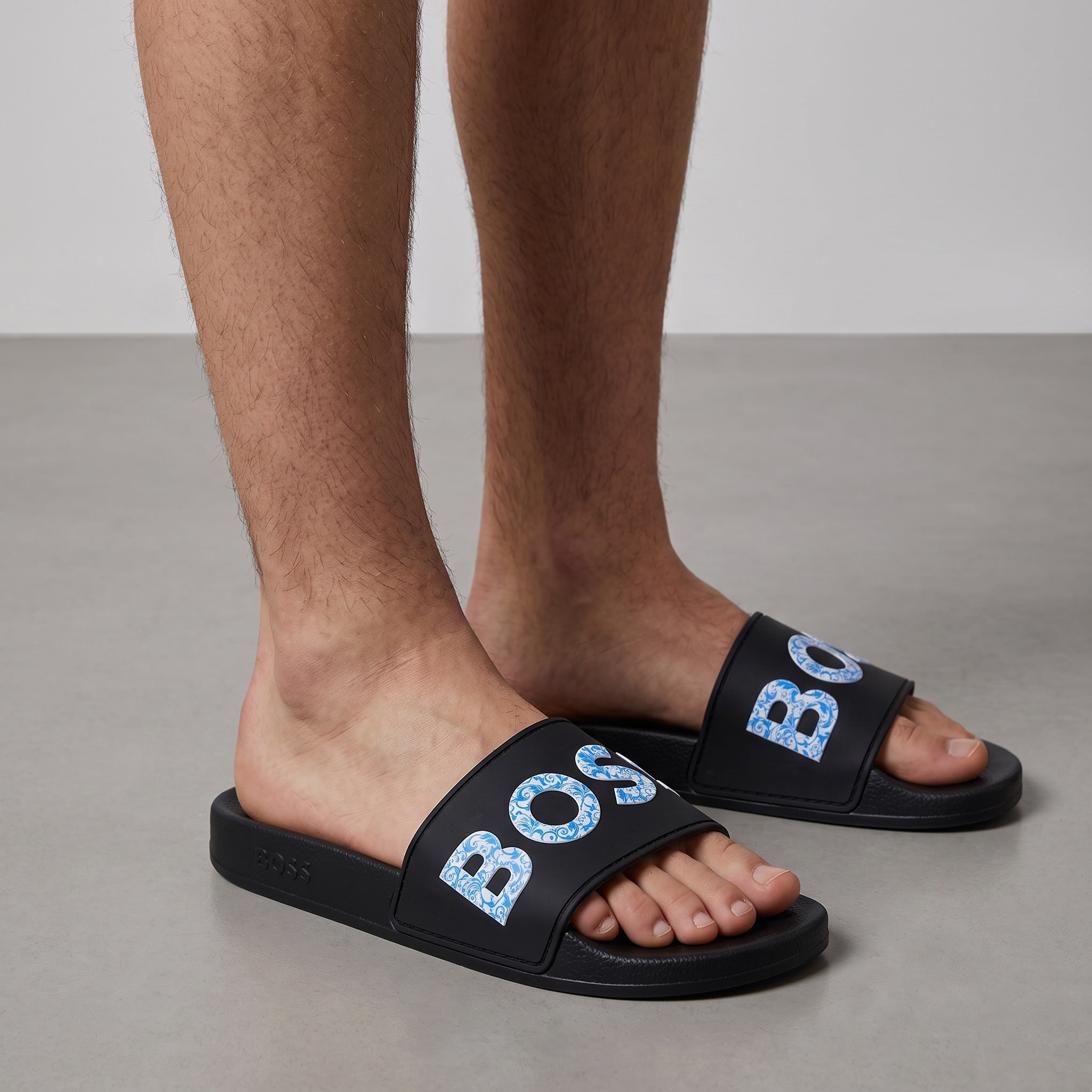 BOSS Men's Slides – Black Logo Pool Slide 🖤🩴 - MASTERPIECE