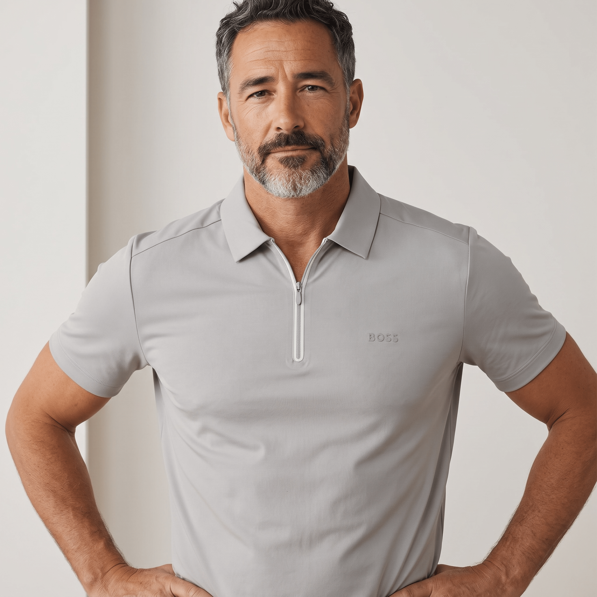 BOSS Quarter-Zip Polo Shirt – Grey - MASTERPIECE