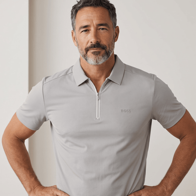 BOSS Quarter-Zip Polo Shirt – Grey - MASTERPIECE