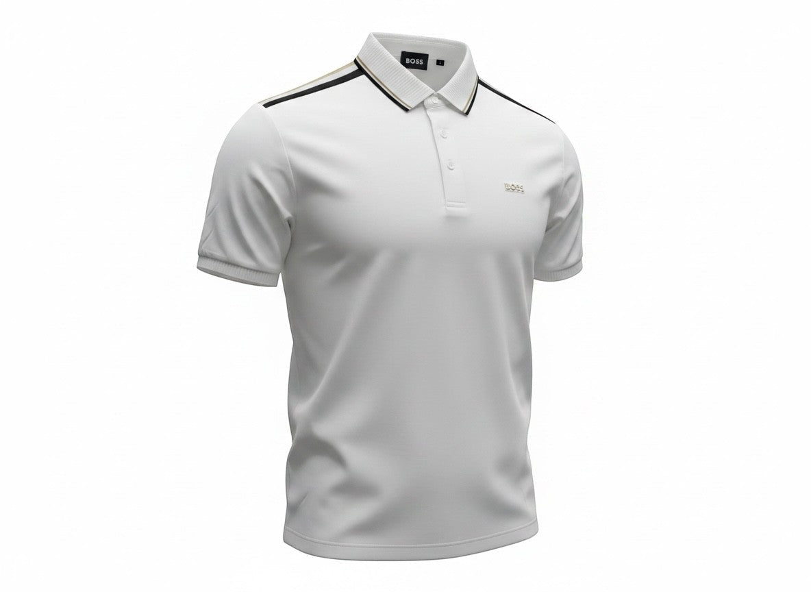 BOSS White Polo Shirt 🤍⚡ Minimal Logo Edition - MASTERPIECE
