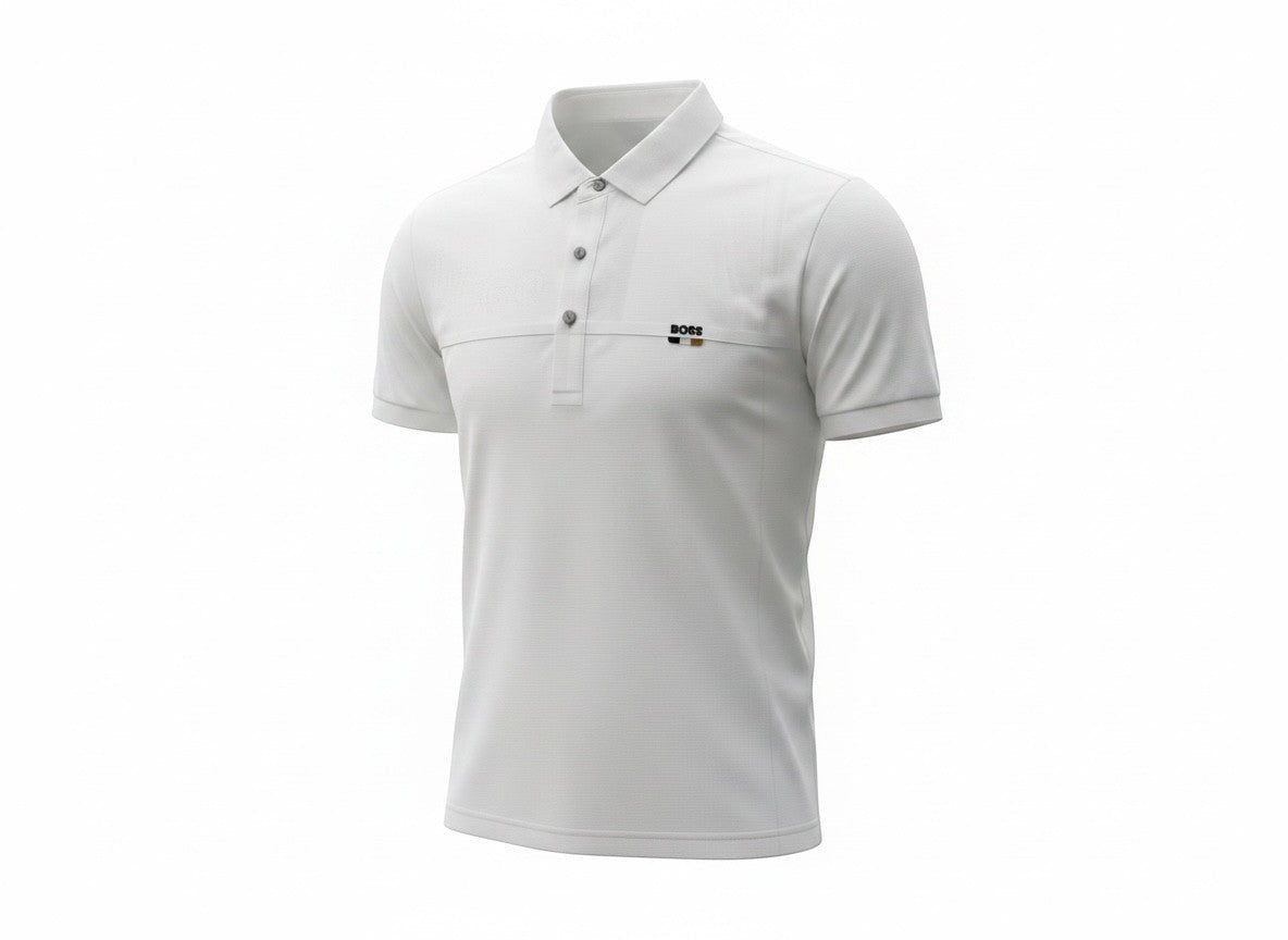 BOSS White Polo Shirt 🤍✨ Signature Minimal Logo - MASTERPIECE