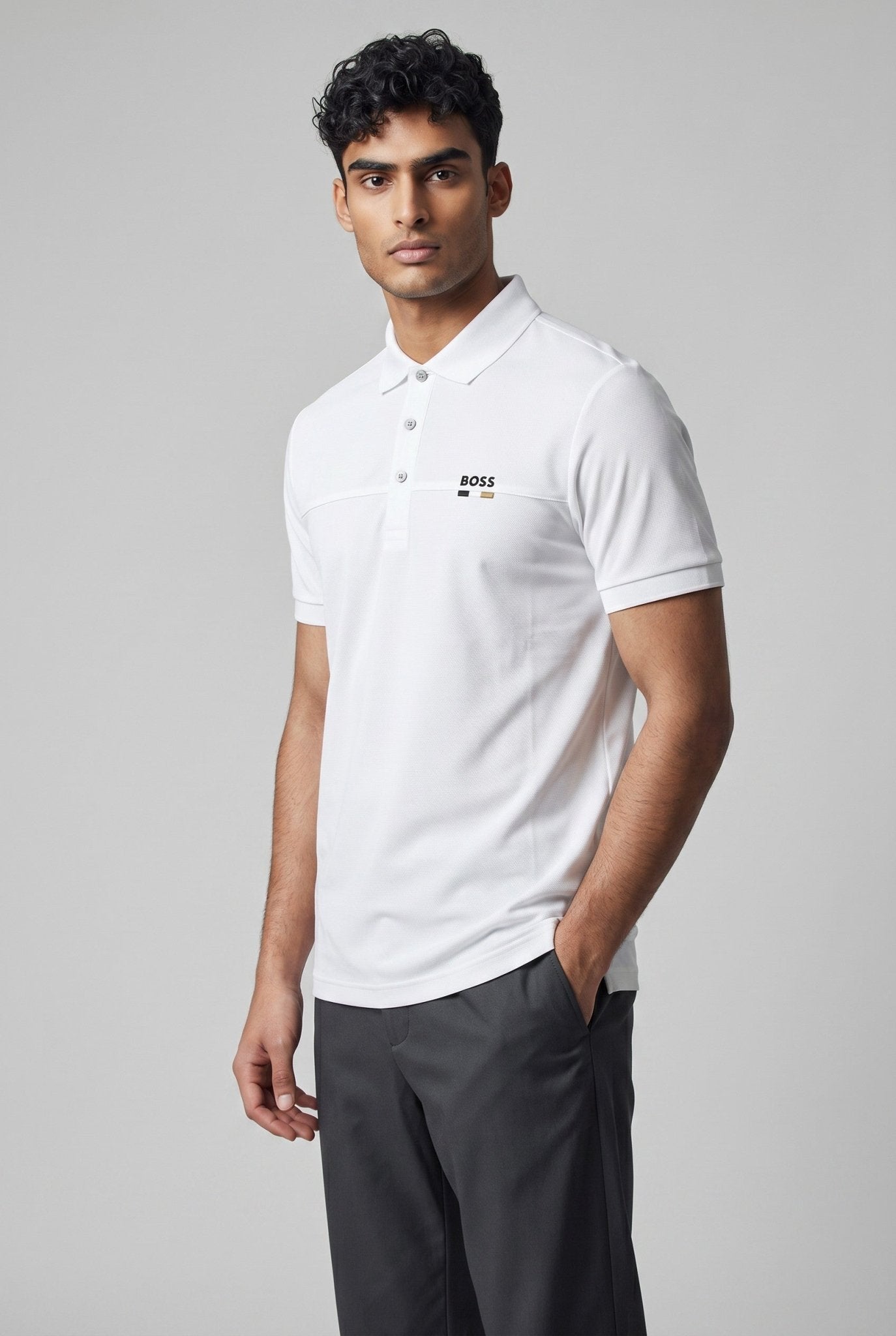 BOSS White Polo Shirt 🤍✨ Signature Minimal Logo - MASTERPIECE