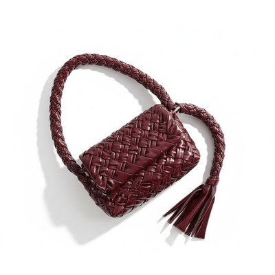 Bottega Veneta Handmade Woven Shoulder Bag — Burgundy - MASTERPIECE