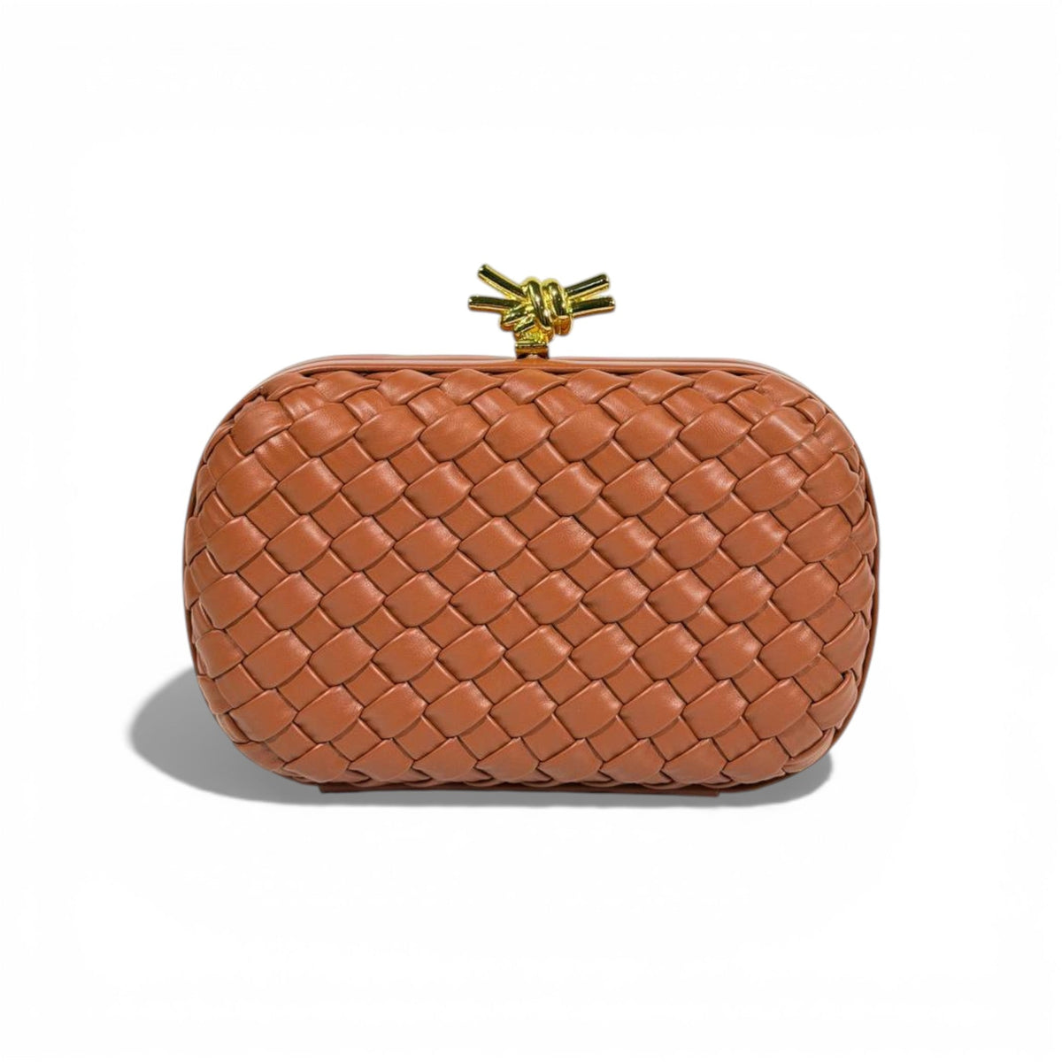 Bottega Veneta Intrecciato Knot Clutch — Brown - MASTERPIECE