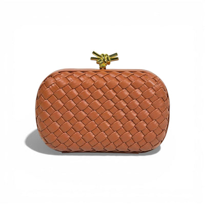 Bottega Veneta Intrecciato Knot Clutch — Brown - MASTERPIECE