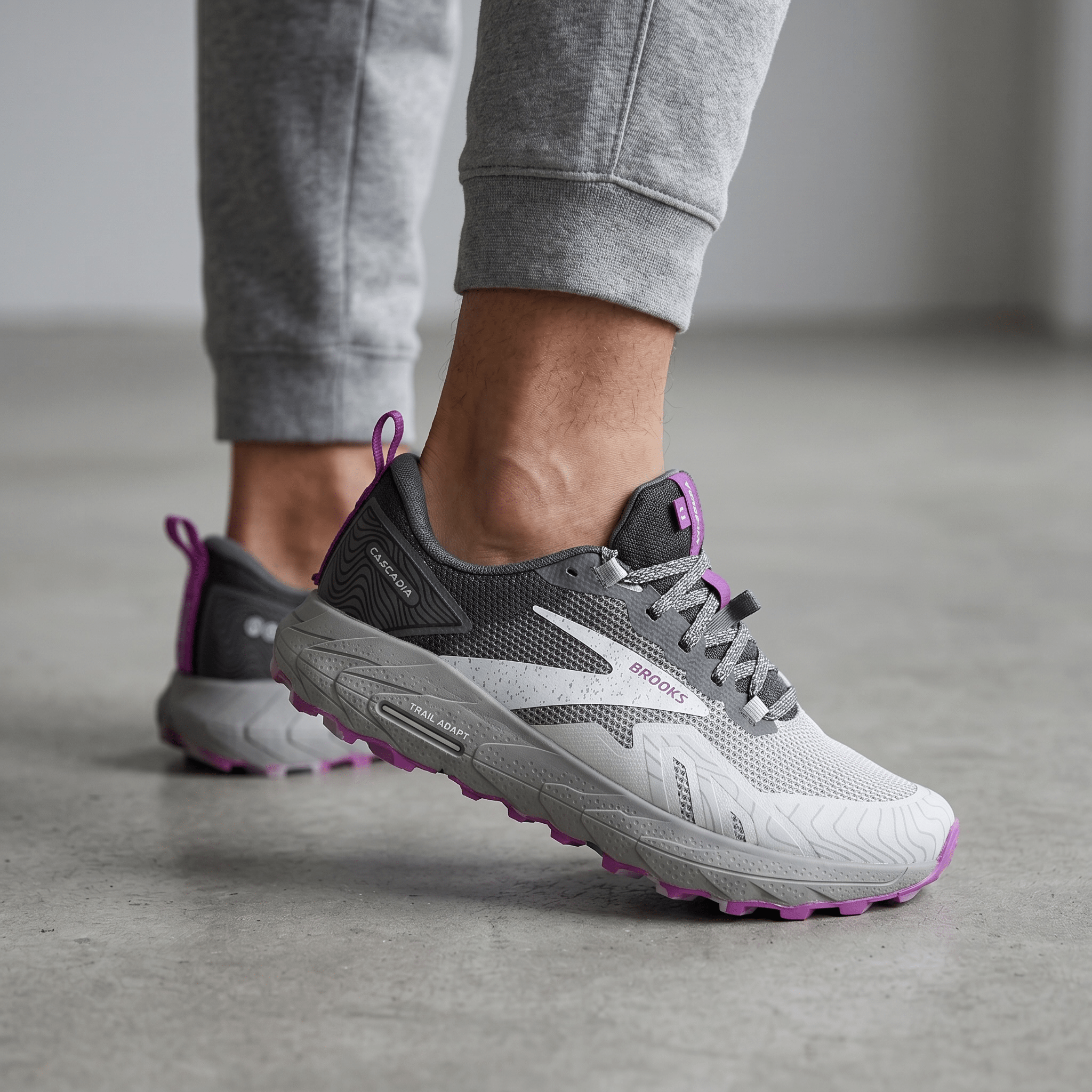 🏔️👟 Brooks Cascadia Trail Running Shoes – Grey Purple Outdoor Performance Sneakers ⚡ - MASTERPIECE