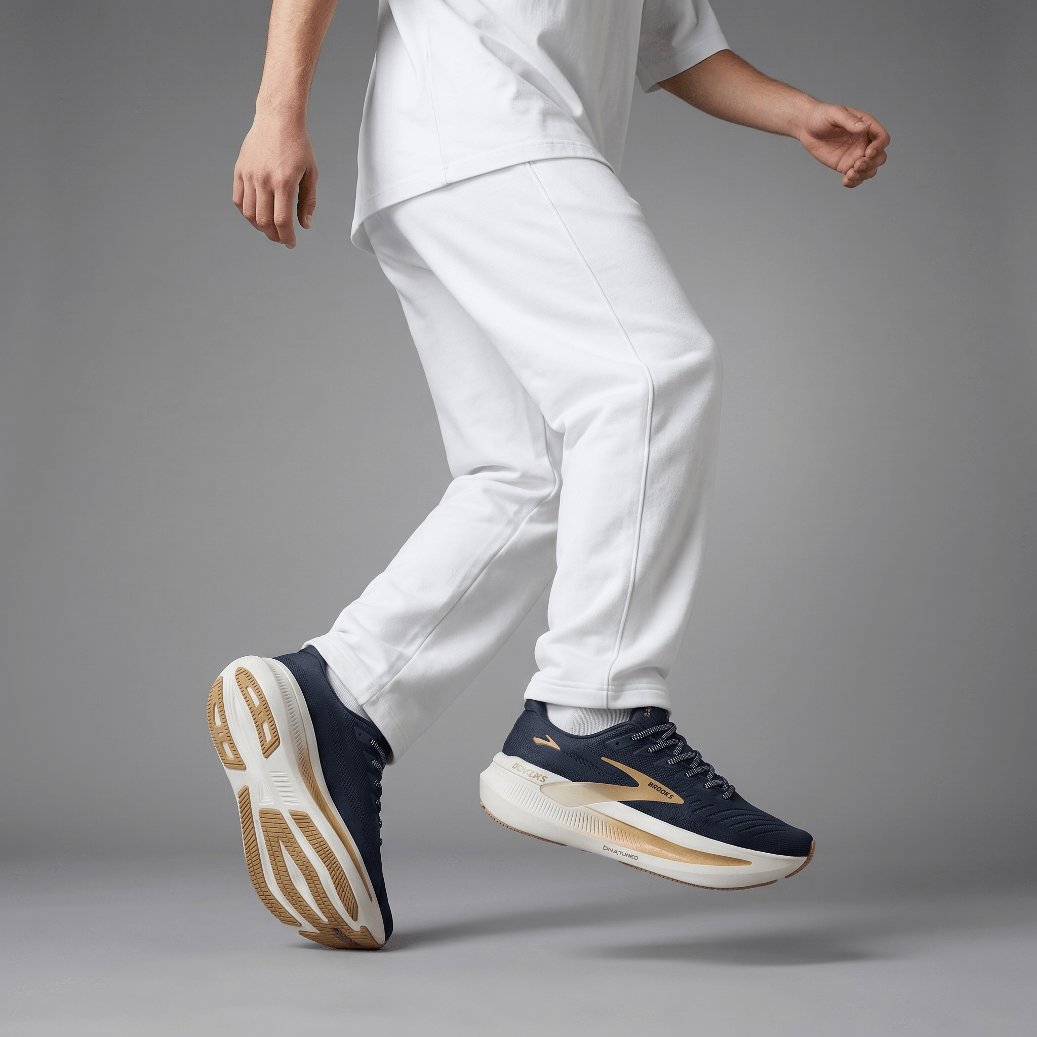 👟💙 Brooks Running Navy Gold Performance Sneakers – Lightweight Comfort Running Shoes ⚡ - MASTERPIECE