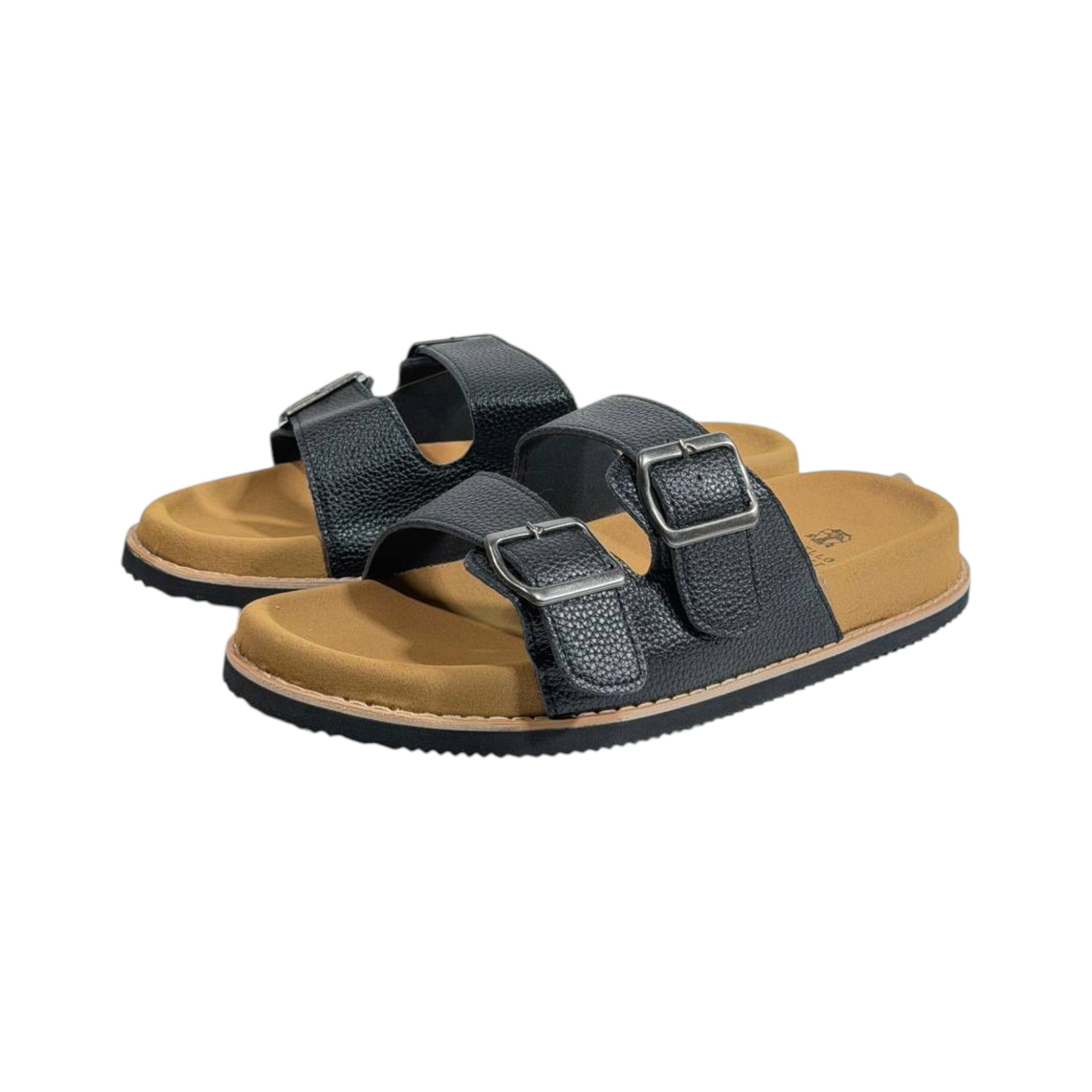 Brunello Cucinelli Black Double Buckle Slides – Italian Luxury Comfort Sandals 🖤👡 - MASTERPIECE