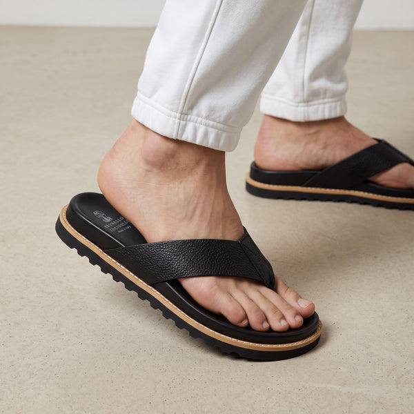 Brunello Cucinelli Sandals – Black Leather Flipflop 🖤🩴