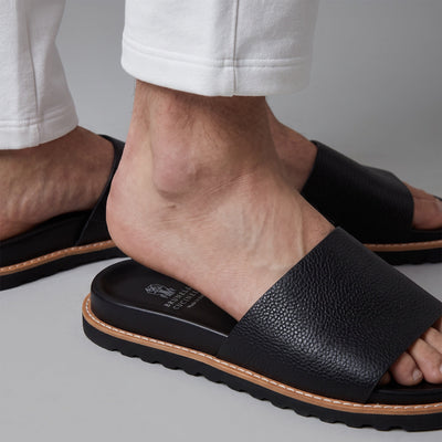 Brunello Cucinelli Sandals – Black Pebbled 🖤 - MASTERPIECE