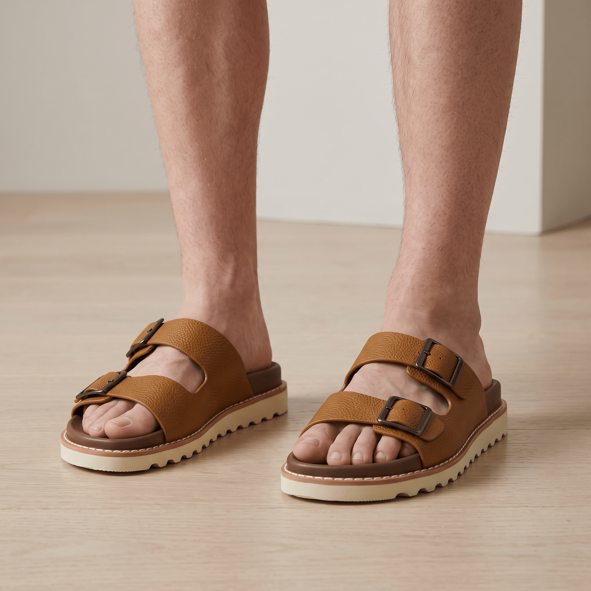 Brunello Cucinelli Slide – Tan Double Buckle 🩴 - MASTERPIECE