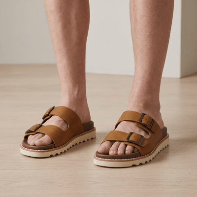 Brunello Cucinelli Slide – Tan Double Buckle 🩴 - MASTERPIECE