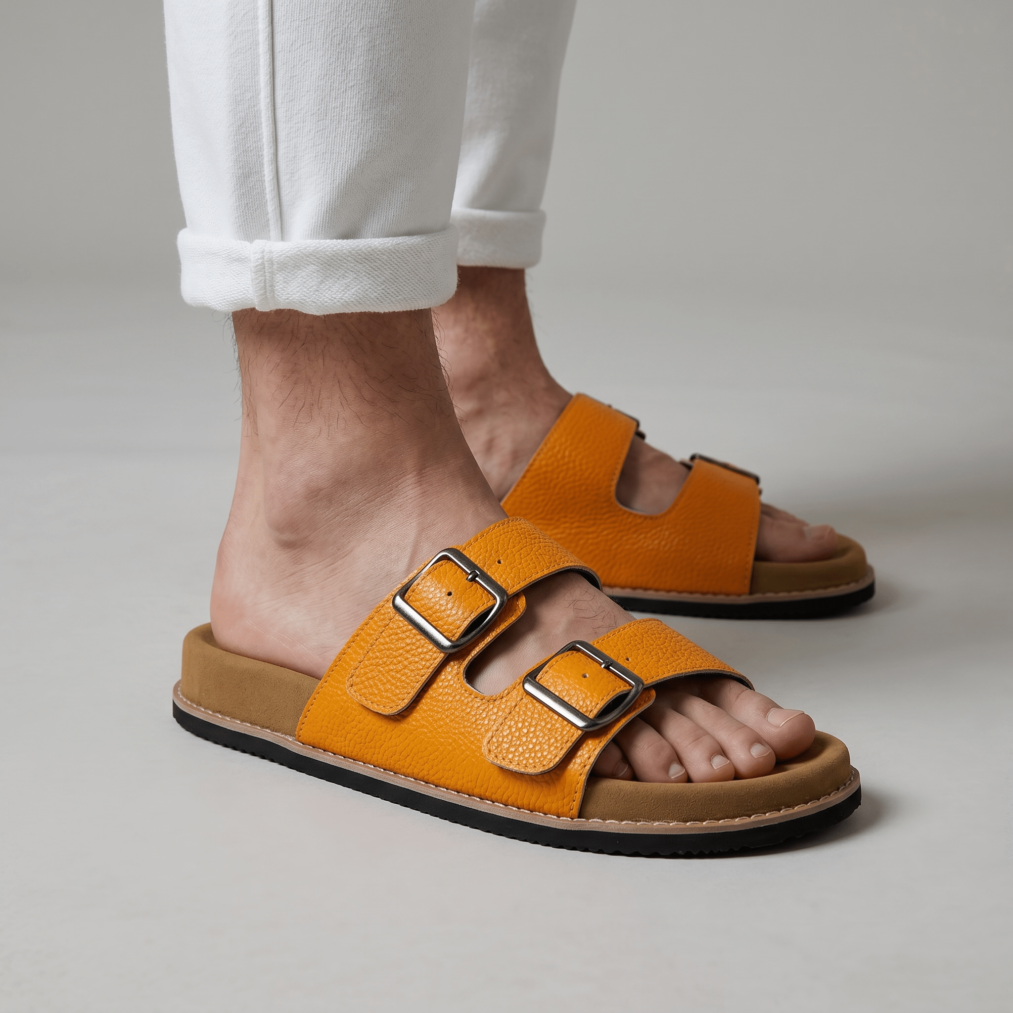 Brunello Cucinelli Yellow Double Strap Slides – Bold Luxury Comfort Sandals 💛✨ - MASTERPIECE