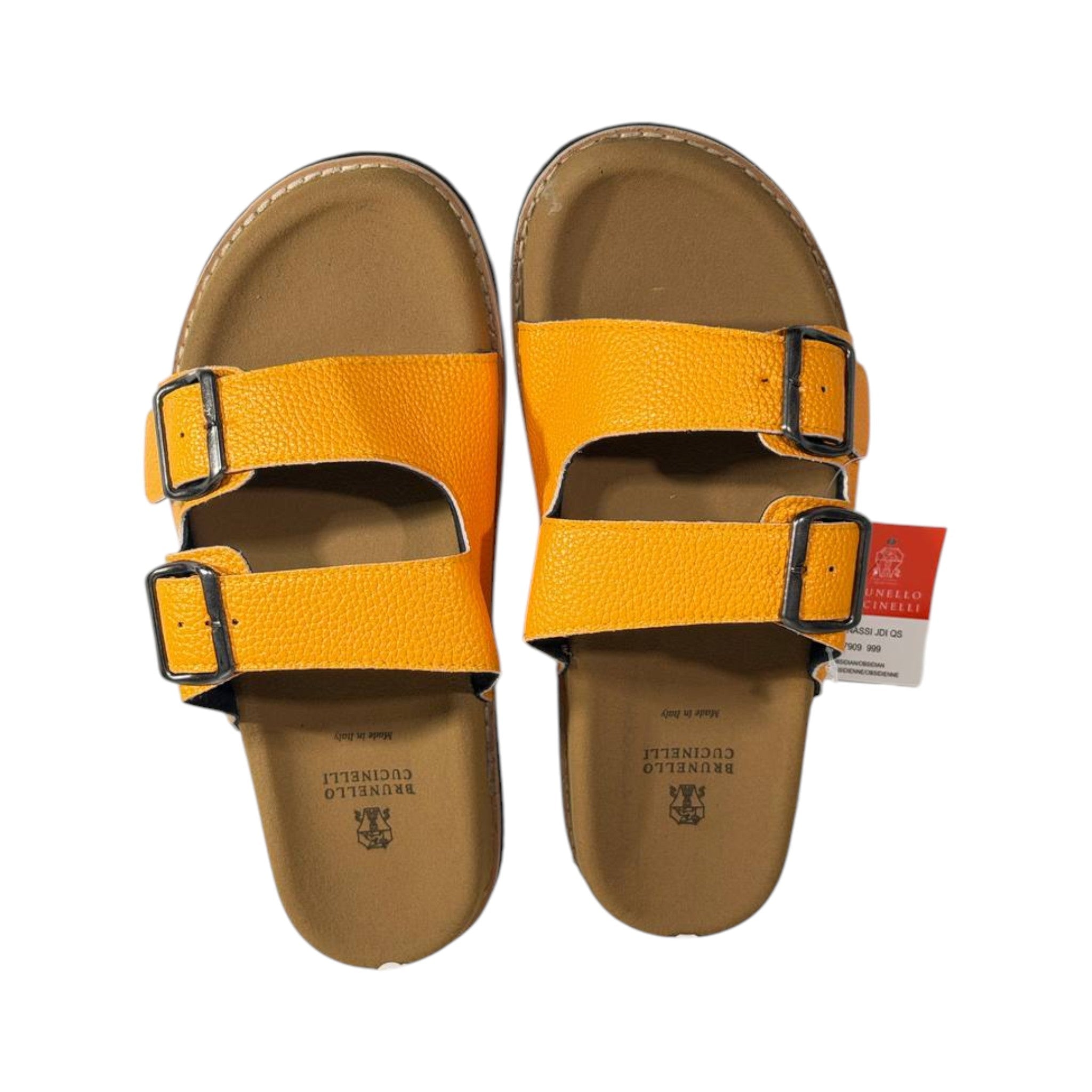 Brunello Cucinelli Yellow Double Strap Slides – Bold Luxury Comfort Sandals 💛✨ - MASTERPIECE