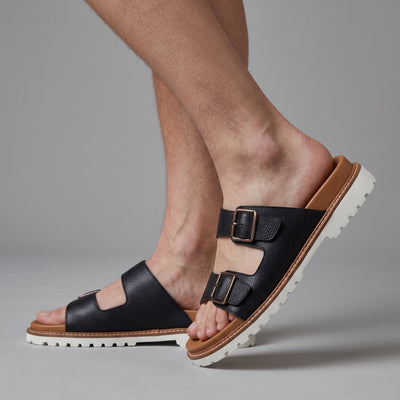 Brunelo cucinelli Buckle Sandal – Black Leather 🖤👣 - MASTERPIECE