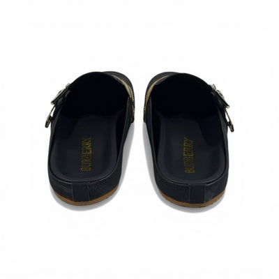 Burberry Black Check Slip-On Clogs with Buckle – Luxury Minimal Slides 🖤✨ - MASTERPIECE