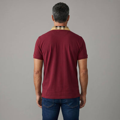 Burberry Check Collar Polo Shirt – Burgundy Heritage Edition ❤️✨ - MASTERPIECE
