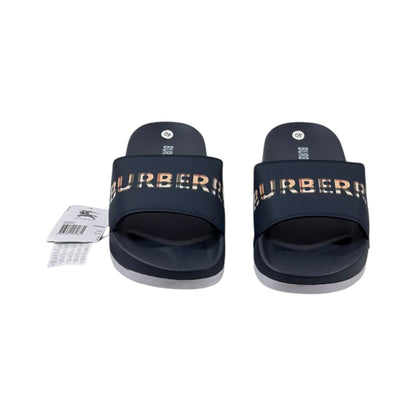 Burberry Check Logo Slides – Midnight Navy Edition 🌌✨ - MASTERPIECE
