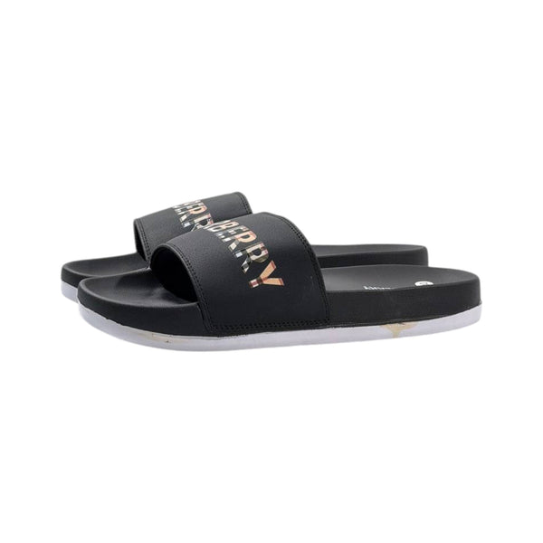 Burberry Check Logo Slides – Triple Black Edition 🖤✨