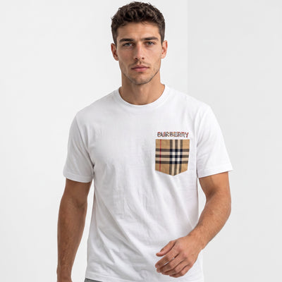 Burberry Checked Pocket Logo T-Shirt – White 👕 - MASTERPIECE