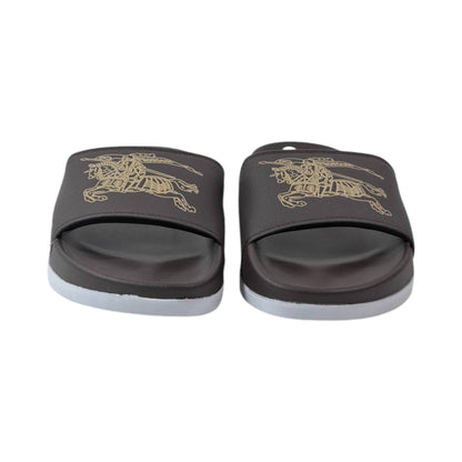 🩴 Burberry Equestrian Knight Slides – Dark Brown Luxury Edition 🤎✨ - MASTERPIECE