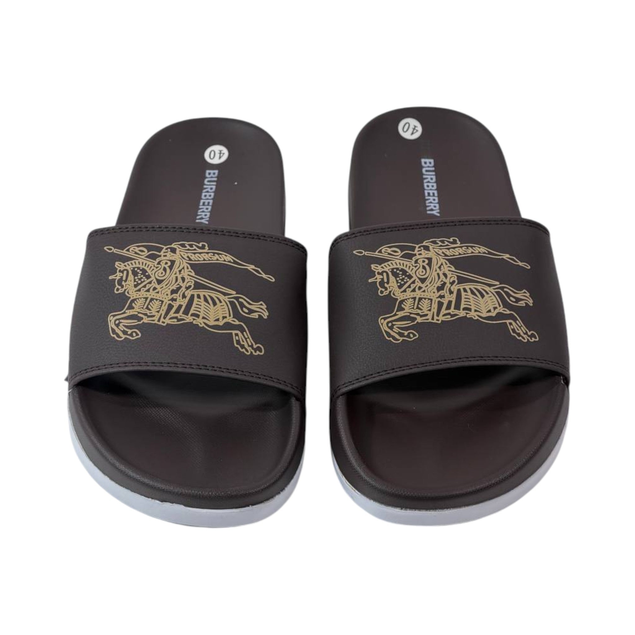 🩴 Burberry Equestrian Knight Slides – Dark Brown Luxury Edition 🤎✨ - MASTERPIECE