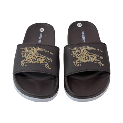 🩴 Burberry Equestrian Knight Slides – Dark Brown Luxury Edition 🤎✨ - MASTERPIECE