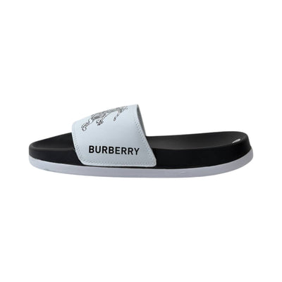🩴 Burberry Equestrian Knight Slides – White & Black Luxury Edition 🤍🖤✨ - MASTERPIECE
