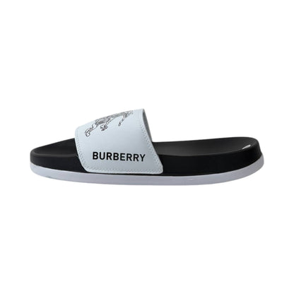 🩴 Burberry Equestrian Knight Slides – White & Black Luxury Edition 🤍🖤✨ - MASTERPIECE