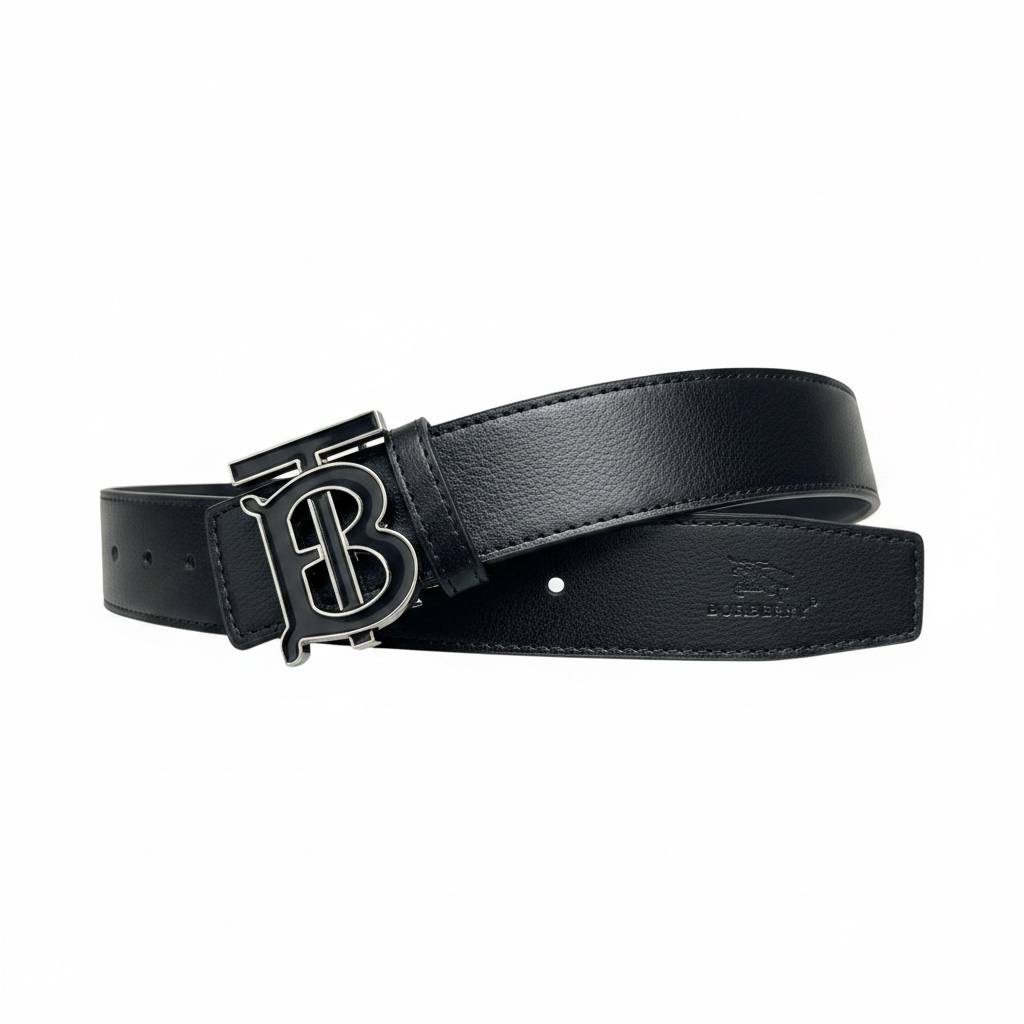Burberry Luxury Black Belt 115CM – Glossy TB Buckle Designer Belt ✨🖤 - MASTERPIECE