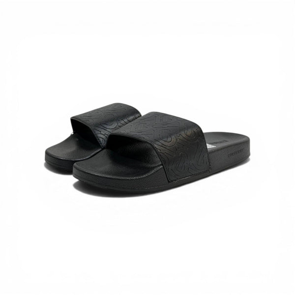 BURBERRY Luxury Black Slide Sandals – Embossed Monogram Comfort & Premium Streetwear 👟✨