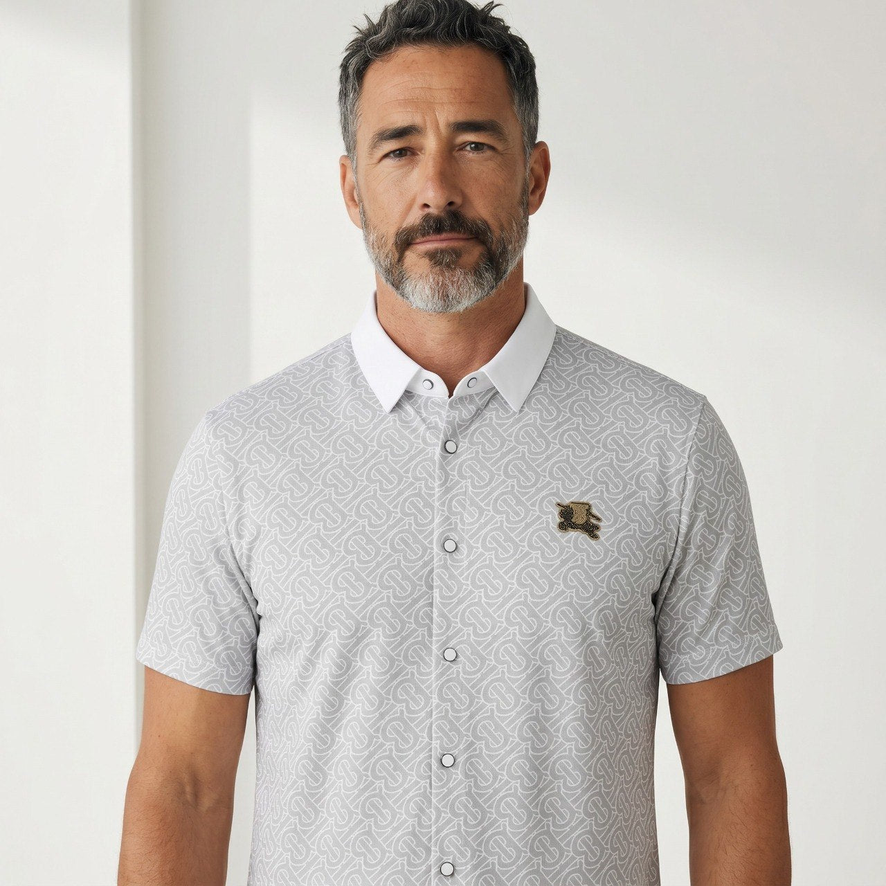 ✨ Burberry Monogram Signature Short Sleeve Shirt – Luxury Smart Casual Edition - MASTERPIECE