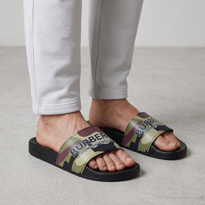 Burberry Pool Slides – Camo Logo 🟢🩴 - MASTERPIECE