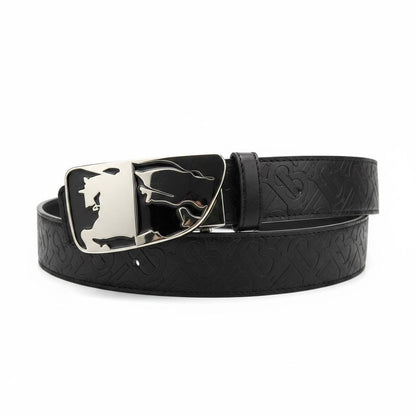 Burberry Signature Leather Belt 110CM – Luxury Black Monogram Edition ✨🖤 - MASTERPIECE