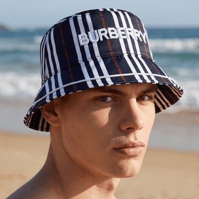 Burberry Striped Bucket Hat – Navy Multi 🖤🤍 - MASTERPIECE