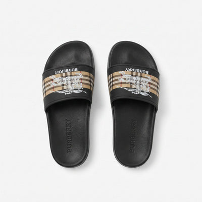 ✨ Burberry Vintage Check Logo Slide Sandals – Luxury Men's Casual Slides - MASTERPIECE