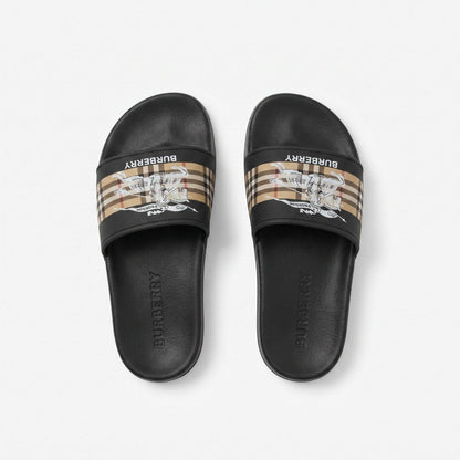 ✨ Burberry Vintage Check Logo Slide Sandals – Luxury Men's Casual Slides - MASTERPIECE