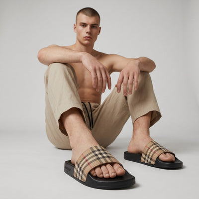 Burberry Vintage Check Slide Sandals – Men's Luxury Designer Comfort Slides - MASTERPIECE