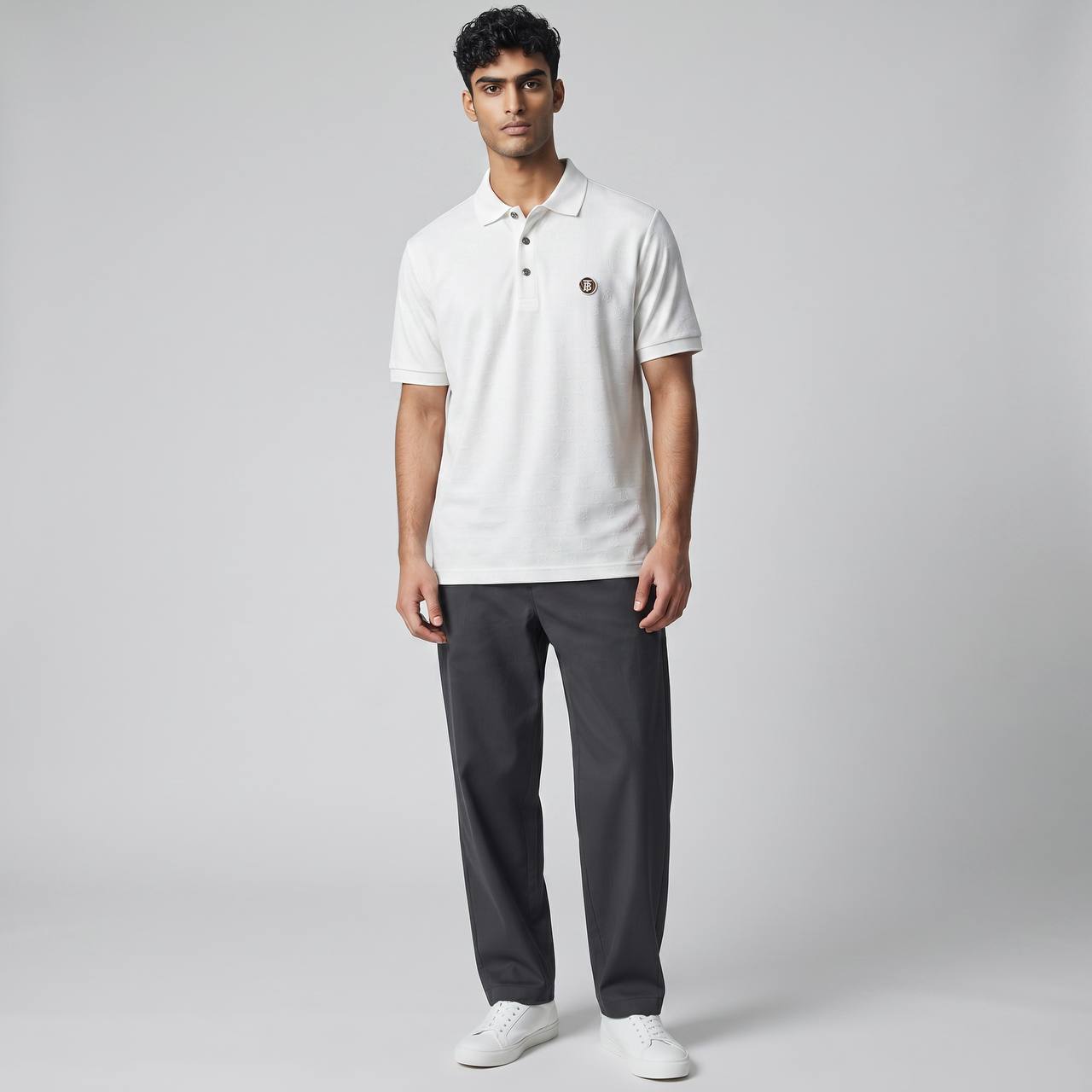 🤍 Burberry White Polo Shirt – Classic Minimal Logo Polo 👕✨ - MASTERPIECE
