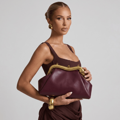 🐍 Bvlgari Serpenti Bordeaux Leather Clutch ✨❤️ - MASTERPIECE