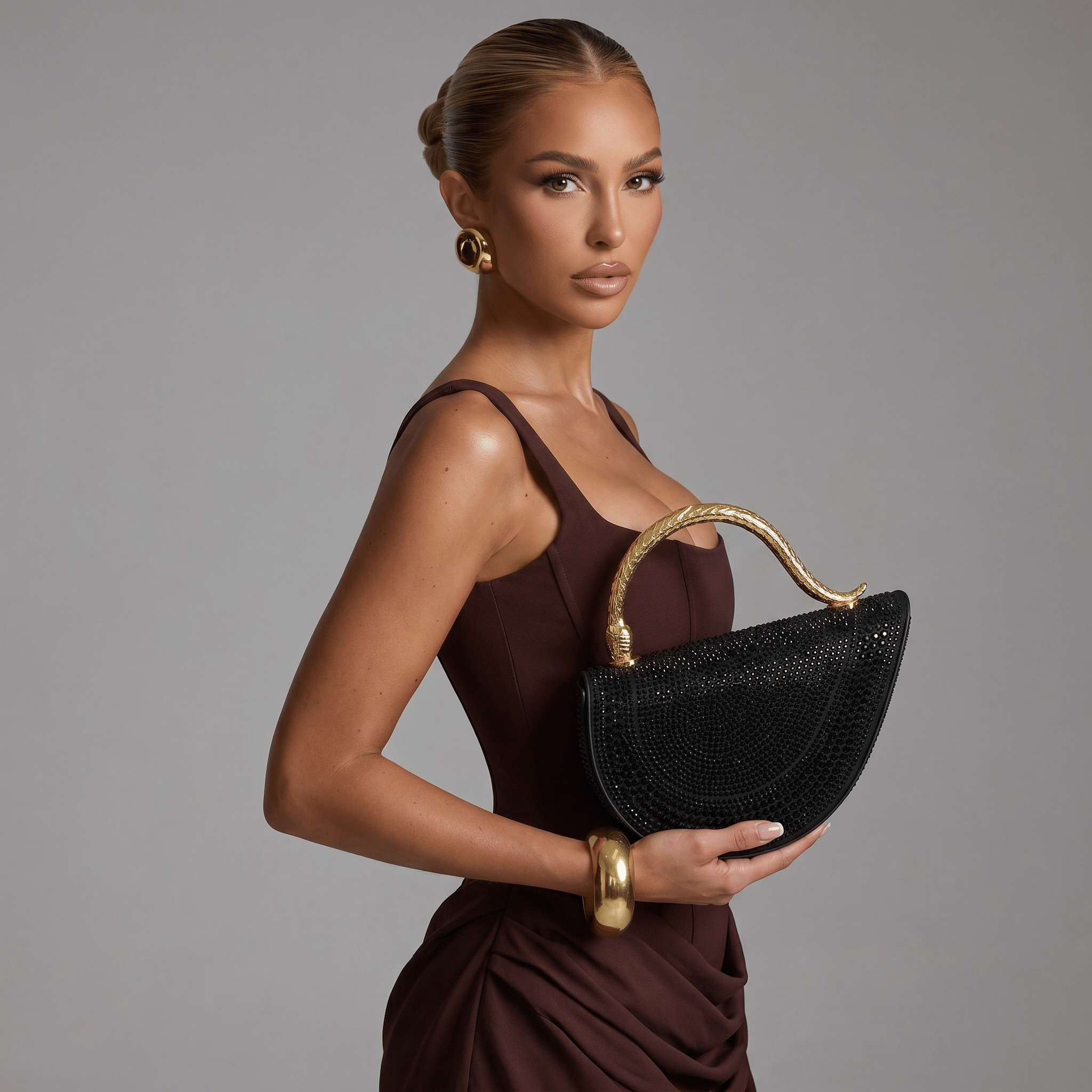 🖤 Bvlgari Serpenti Crystal Crescent Bag ✨🐍 - MASTERPIECE