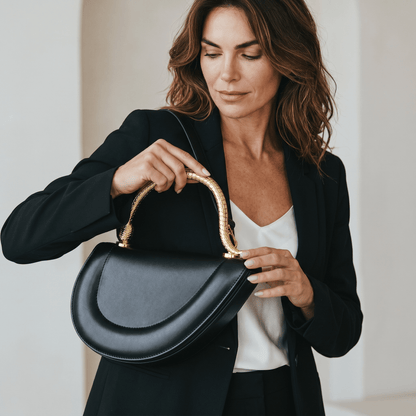 Bvlgari Serpenti-Inspired Black Crescent Bag 🖤🐍 - MASTERPIECE