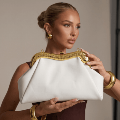 🐍 Bvlgari Serpenti White Leather Clutch ✨🤍 - MASTERPIECE