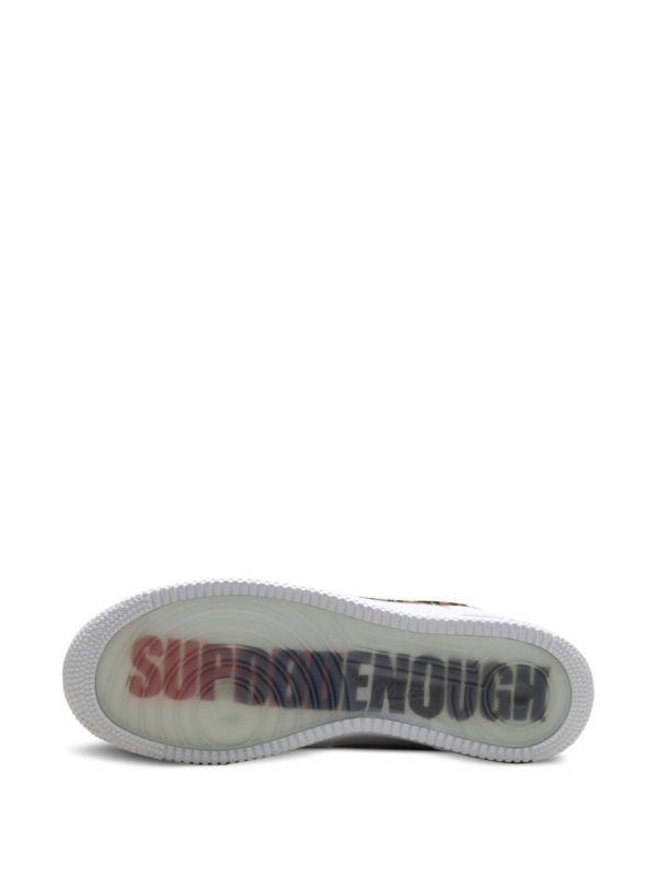 White Nike Air Force 1 Low sneaker with leopard-pattern Swoosh and Supreme box logo