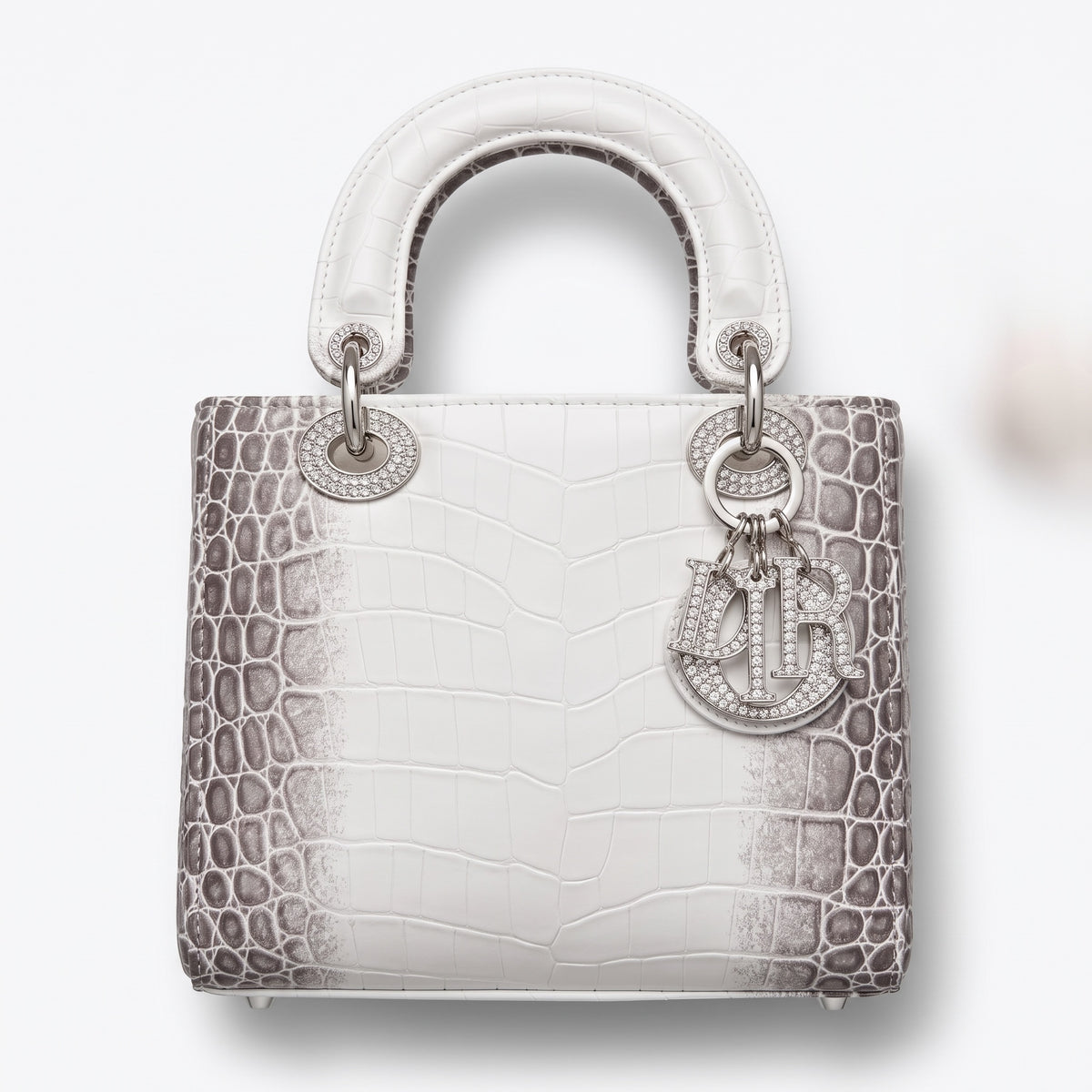 Dior Lady Croc-Effect Bag — White