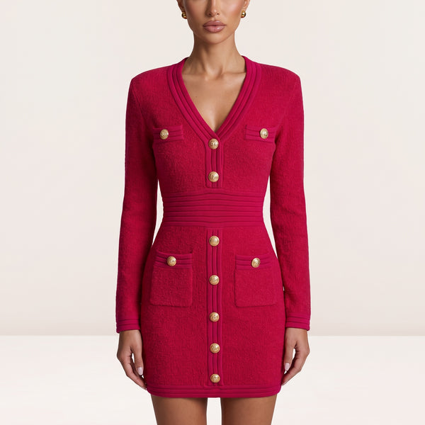 Balmain Cardigan Dress – Fuchsia red 💖
