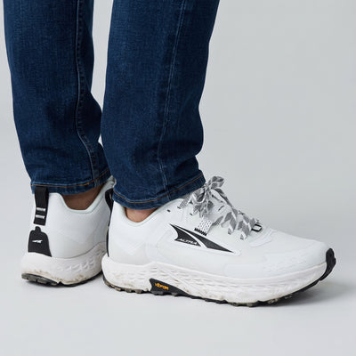 white Altra trail running shoe with Vibram outsole