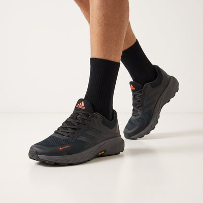black adidas terrex gore-tex trail sneaker with vibram sole