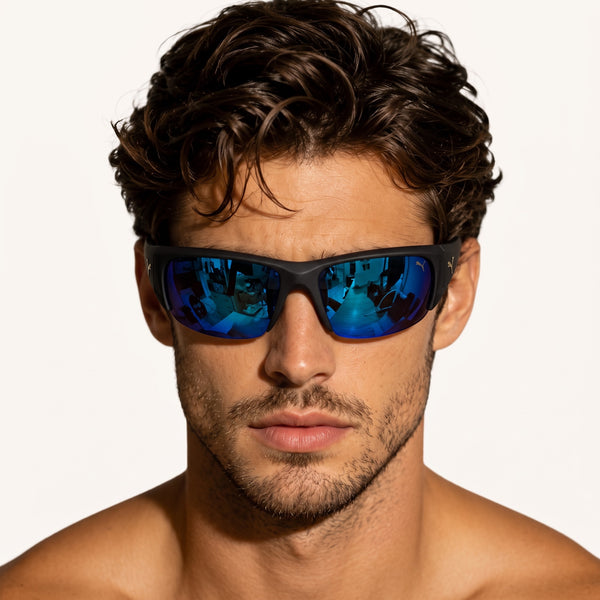 Puma Sunglasses – Black Frame Blue Mirror 🕶️