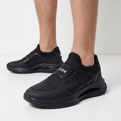 Black Dsquared2 slip-on trainers with ICON strap and repeated logo print